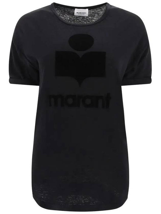 KOLDI Logo Linen TShirt Black TS0004FA A1N09E 01BK - ISABEL MARANT - BALAAN 1