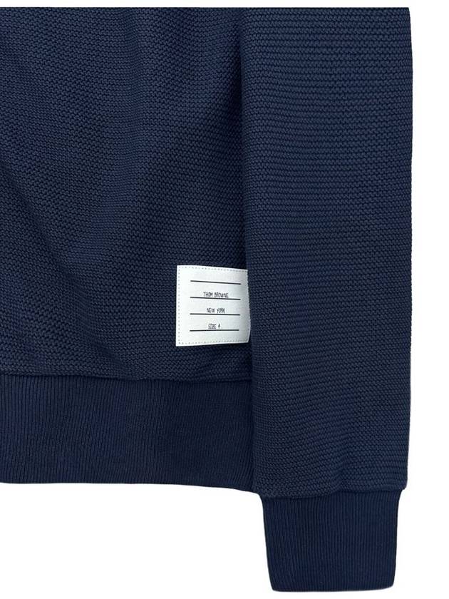 4 Bar Open Raschel Stitch V Neck Cardigan Navy - THOM BROWNE - BALAAN 5