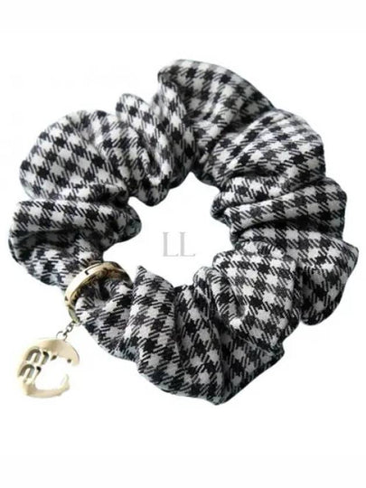 Gingham Check Wool Scrunchie Black White - MIU MIU - BALAAN 2