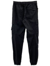 Stretch Cotton Tela Paracadute Cargo Straight Pants Black - STONE ISLAND - BALAAN 3