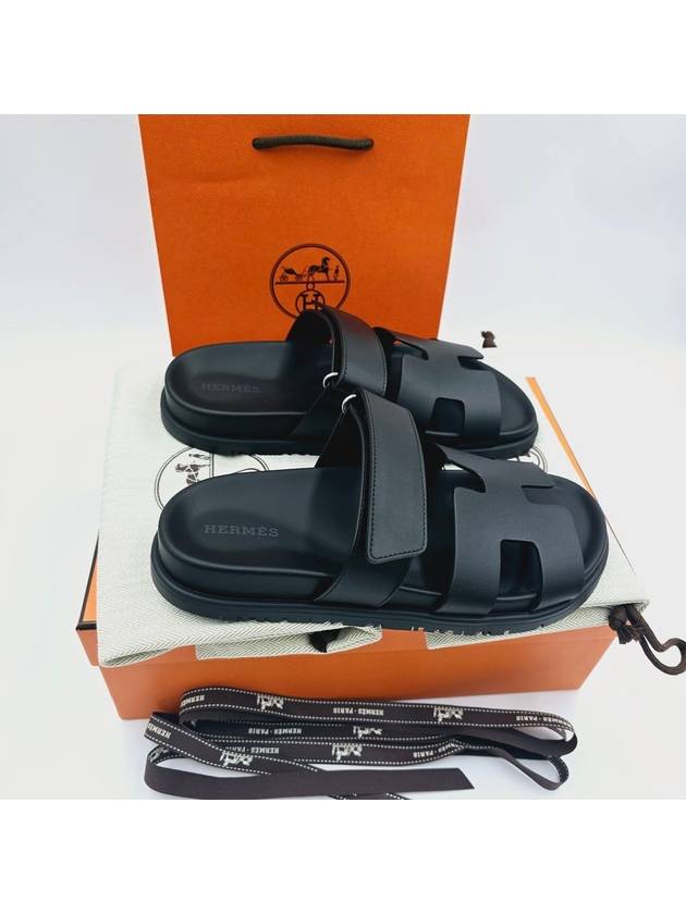 Chypre Calfskin Sandals Black - HERMES - BALAAN 4