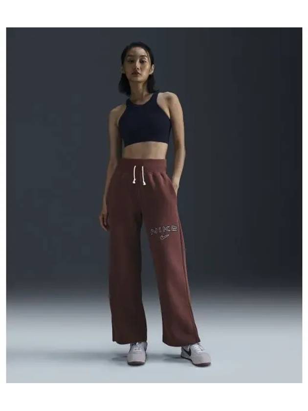 Sportswear Phoenix Fleece High Waist Wide Leg Logo Pants W Red Sepia FV7685 218 - NIKE - BALAAN 1