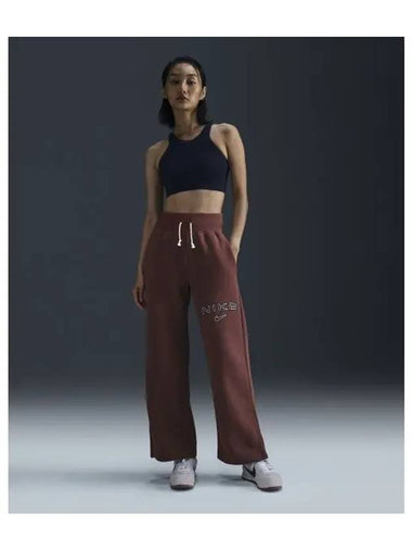 Sportswear Phoenix Fleece High Waist Logo Wide Pants Light Orewood Brown - NIKE - BALAAN 1