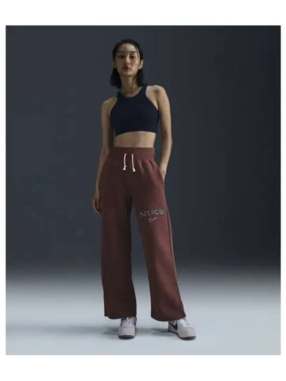 Sportswear Phoenix Fleece High Waist Logo Wide Pants Light Orewood Brown - NIKE - BALAAN 2