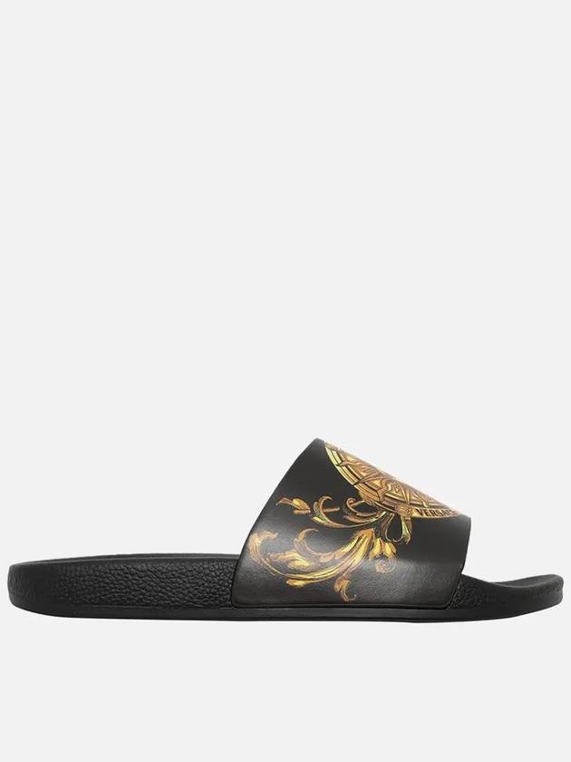 Jeans Couture Baroque Print Slippers Black - VERSACE - BALAAN.