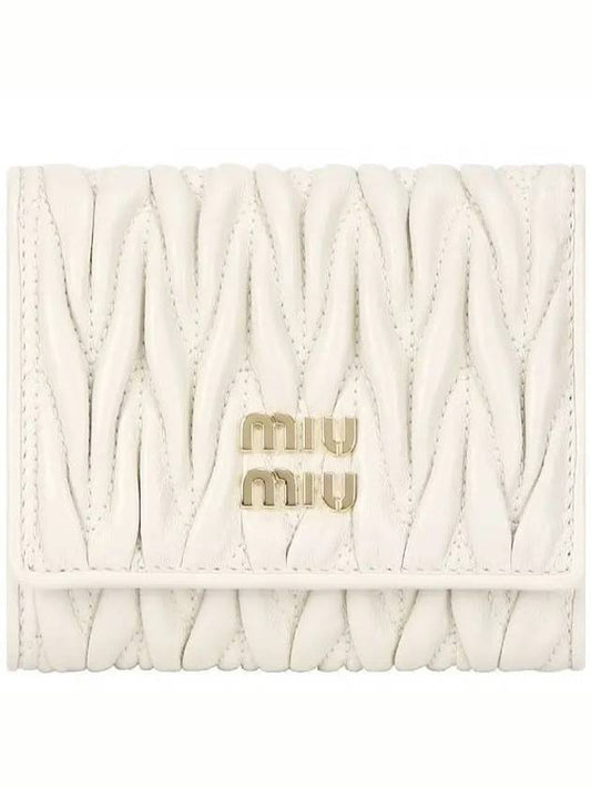 Matelasse Logo Calfskin Half Wallet White - MIU MIU - BALAAN 2