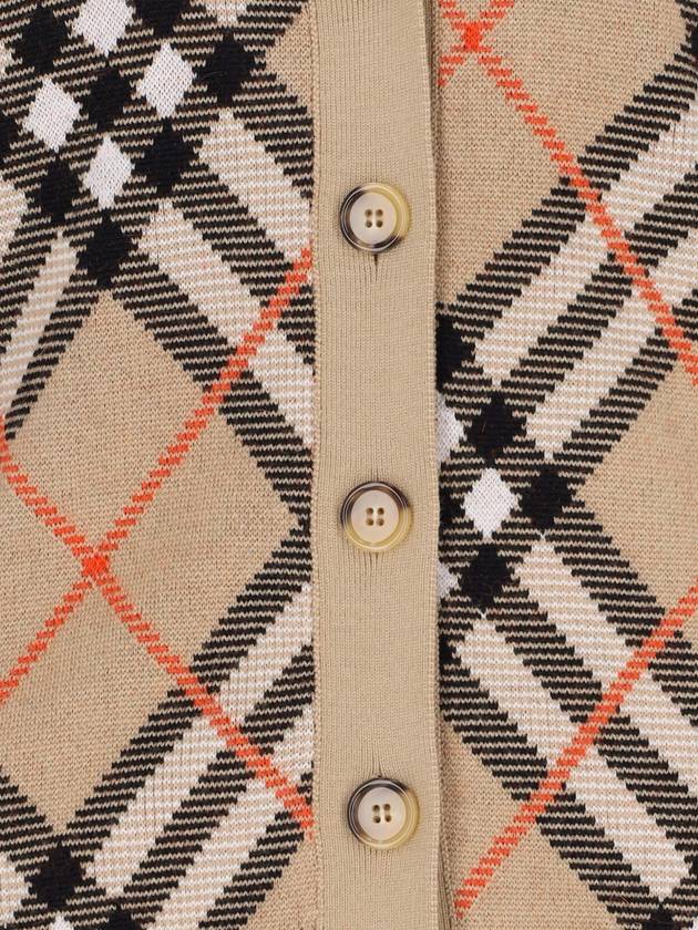 Check Wool Blend Cardigan Beige - BURBERRY - BALAAN 5