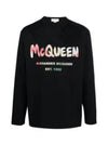 Graffiti Logo Print Crew Neck Sweatshirt Black - ALEXANDER MCQUEEN - BALAAN 2