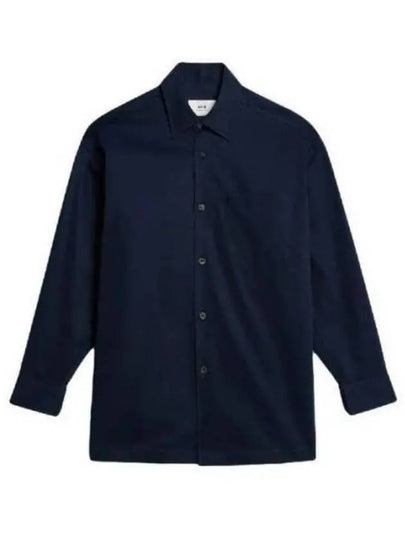 Back Printing Logo Cotton Long Sleeve Shirt Navy - AMI - BALAAN 2