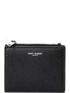 Grain de Poudre Embossed Leather Zipper Card Wallet Black - SAINT LAURENT - BALAAN 2