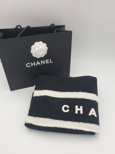 Lettering Silk Cashmere Muffler Black AAA563 - CHANEL - BALAAN 1