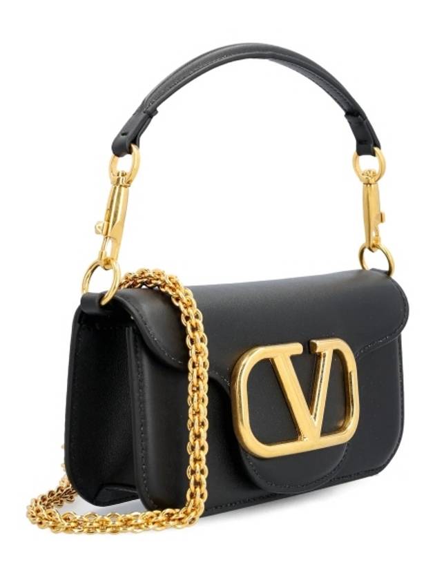 V Logo Buckle Calfskin Small Shoulder Bag Black - VALENTINO - BALAAN 3