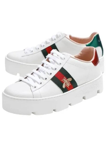 Ace Embroidered Bee Platform Low Top Sneakers White - GUCCI - BALAAN 2