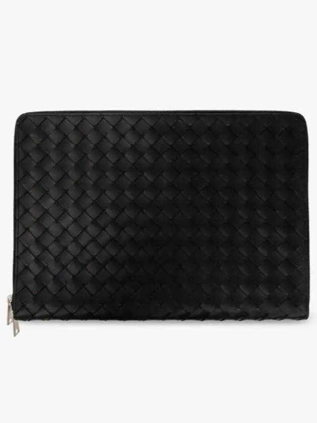 Intrecciato Calfskin Clutch Bag Black - BOTTEGA VENETA - BALAAN 2