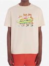 Surfing Foxes Logo Print Short Sleeve T-Shirt Beige - MAISON KITSUNE - BALAAN 3