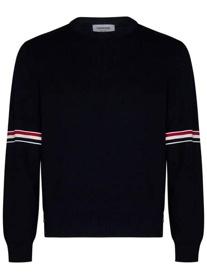 Men's Milan Stitch Armband Crew Neck Knit Top Navy - THOM BROWNE - BALAAN 2