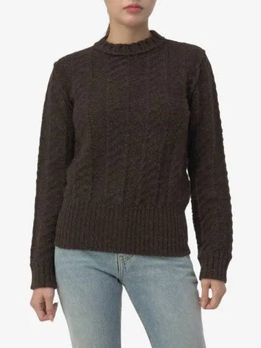 Women's Shetland Chevron Knit Top Dark Chestnut - BOTTEGA VENETA - BALAAN 1