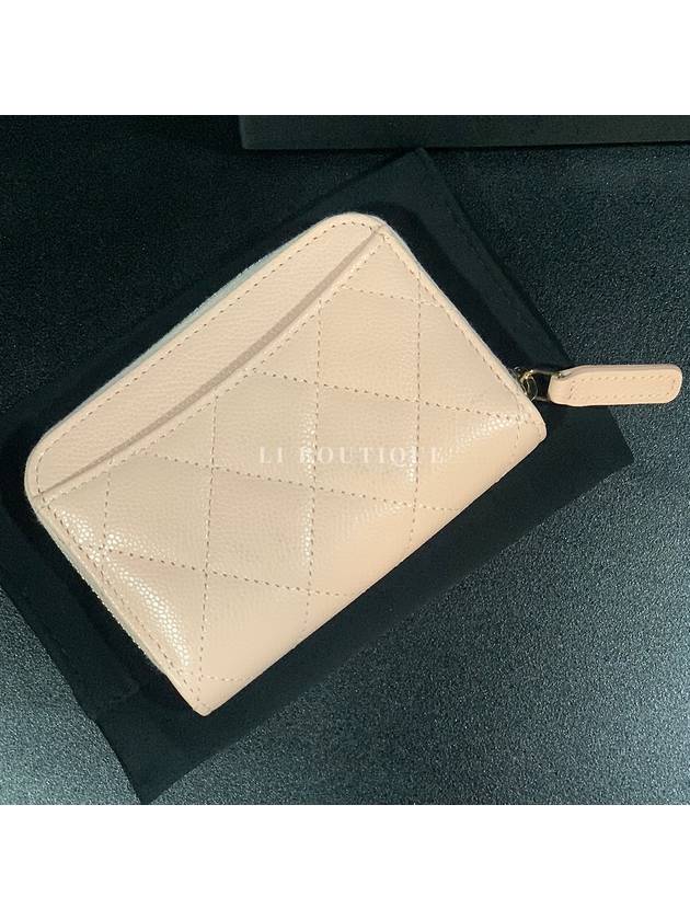 Classic caviar zipper coin card wallet beige pink AP0216 - CHANEL - BALAAN 2