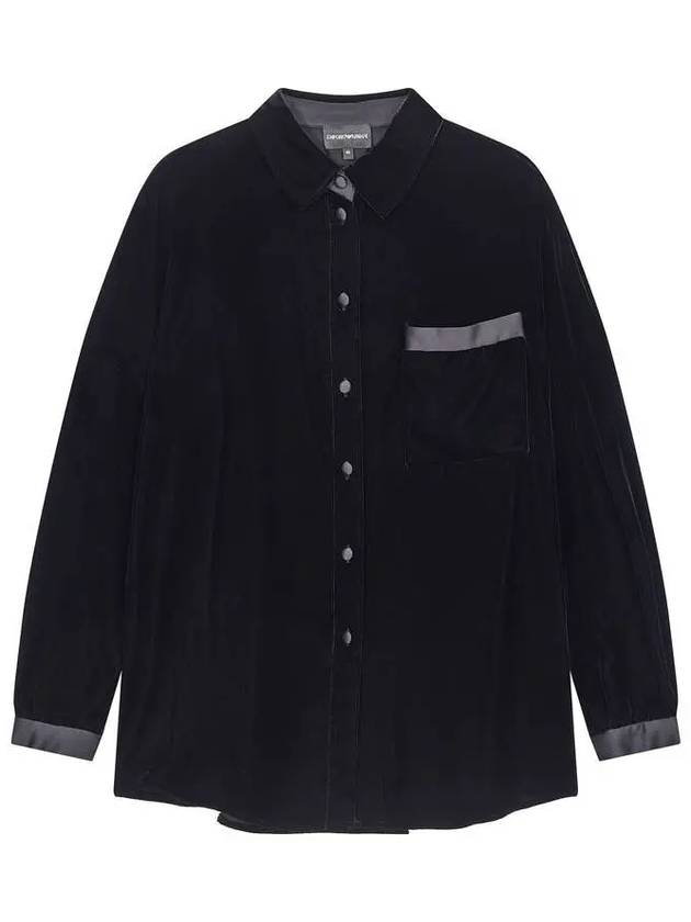 Women s Velor Button Up Blouse Black - EMPORIO ARMANI - BALAAN 1