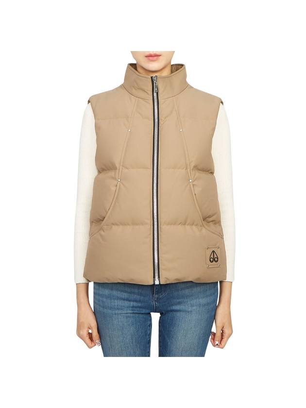 Women's Logo Patch Zipper Padded Vest Brown - MOOSE KNUCKLES - BALAAN 1