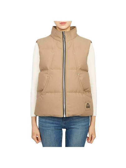 Women's Logo Patch Zipper Padded Vest Brown - MOOSE KNUCKLES - BALAAN 2