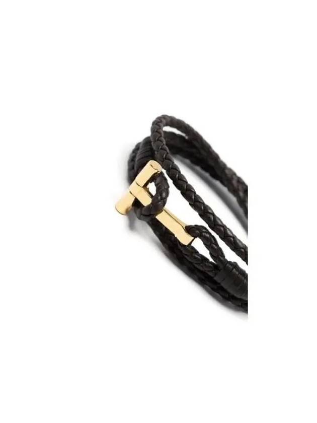 T Logo Braided Leather Bracelet ICL002G JM005 1B023 - TOM FORD - BALAAN 2