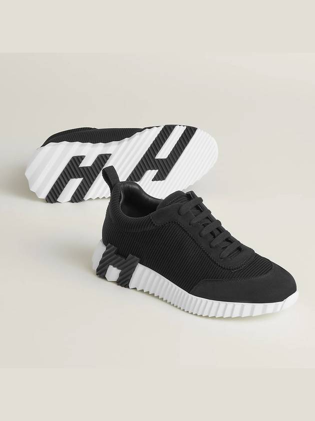 Bouncing Mesh Suede Goatskin Low Top Sneakers Noir - HERMES - BALAAN 2