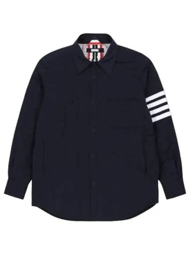 Diagonal striped padded shirt navy - THOM BROWNE - BALAAN 1