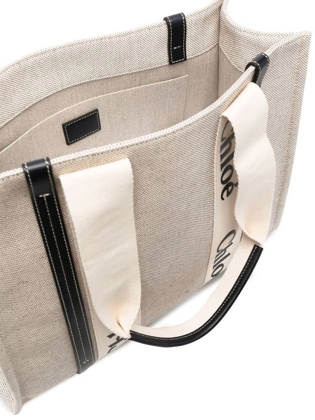 Woody Canvas Medium Tote Bag White Navy - CHLOE - BALAAN 7