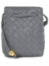 Small Metallic Stud Intrecciato Bucket Bag Gray - BOTTEGA VENETA - BALAAN 2