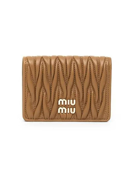 Women's Materasse Nappa Card Wallet Brown - MIU MIU - BALAAN 1