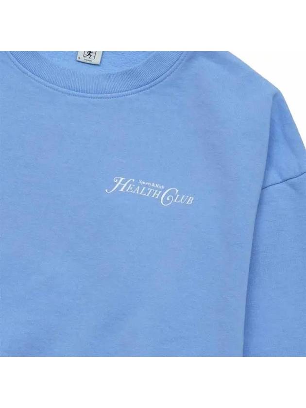 Women's Crop Logo Cotton Sweatshirt Blue - SPORTY & RICH - BALAAN 5