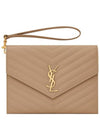 Grain De Poudre Cassandre Clutch Bag Taupe - SAINT LAURENT - BALAAN 1