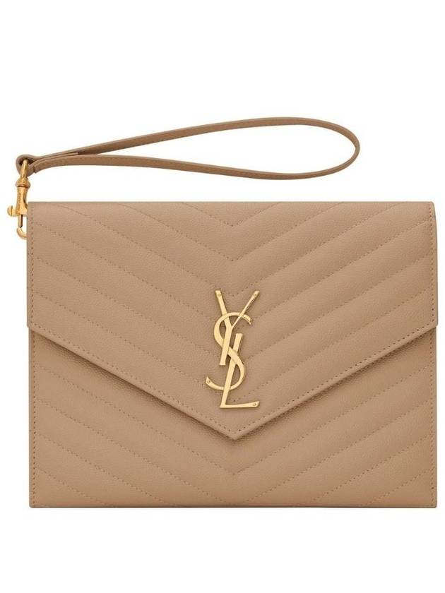 Grain De Poudre Cassandre Clutch Bag Taupe - SAINT LAURENT - BALAAN 1