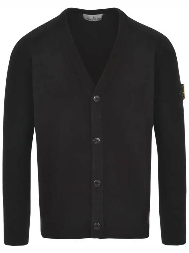 Wappen Patch V-Neck Cardigan Black - STONE ISLAND - BALAAN 3