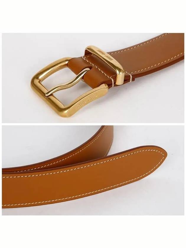 Metal Buckle Logo Leather Belt Brown - MIU MIU - BALAAN 5