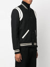 Teddy Bomber Jacket in Wool Black White - SAINT LAURENT - BALAAN 4