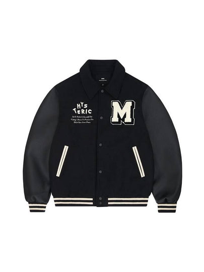 Wool collar varsity jacketblack - MOO - BALAAN 2