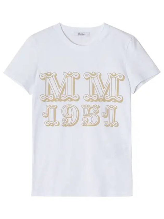 Women's Mincio Logo Cotton Short Sleeve T-Shirt White - MAX MARA - BALAAN 2