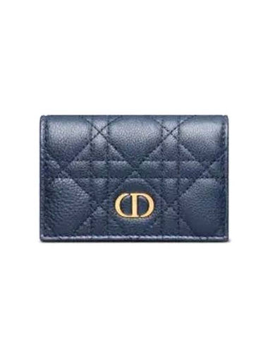 Caro XS Supple Cannage Calfskin Card Wallet Deep Ocean Blue - DIOR - BALAAN 1