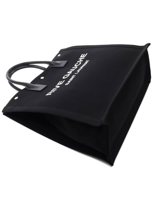 Rive Gauche Canvas Tote Bag Black - SAINT LAURENT - BALAAN 6