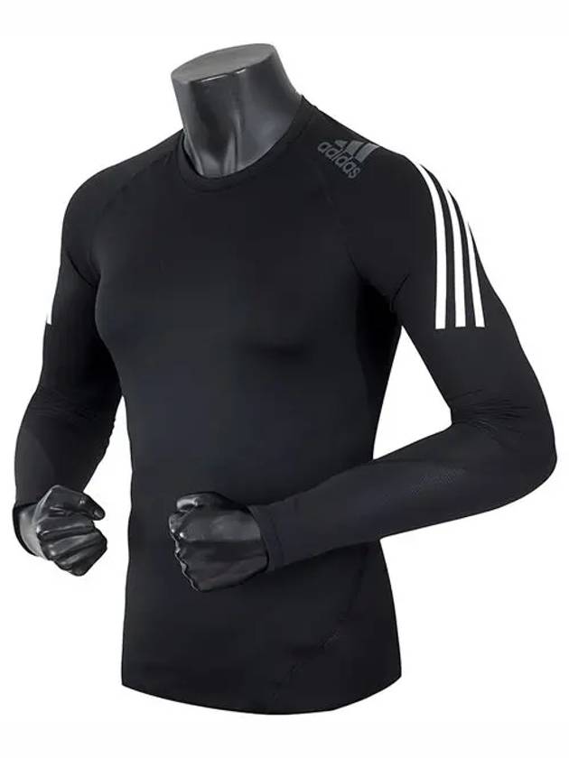 Alpha Skin Sports Three Stripes Long Sleeve T-Shirt Black - ADIDAS - BALAAN 3