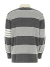 Rugby Striped Merino 4-Bar Long Sleeve Polo Shirt Grey - THOM BROWNE - BALAAN 3