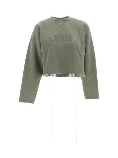 Logo Vintage Cropped Cotton Long Sleeve T-Shirt Green - MAISON MARGIELA - BALAAN 2