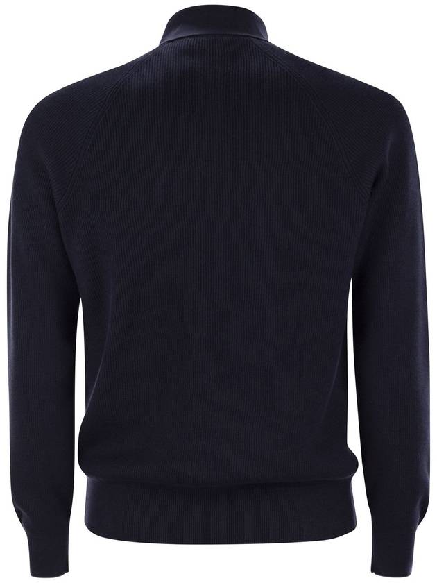 Cotton rib knit polo shirt with long raglan sleeve - BRUNELLO CUCINELLI - BALAAN 2