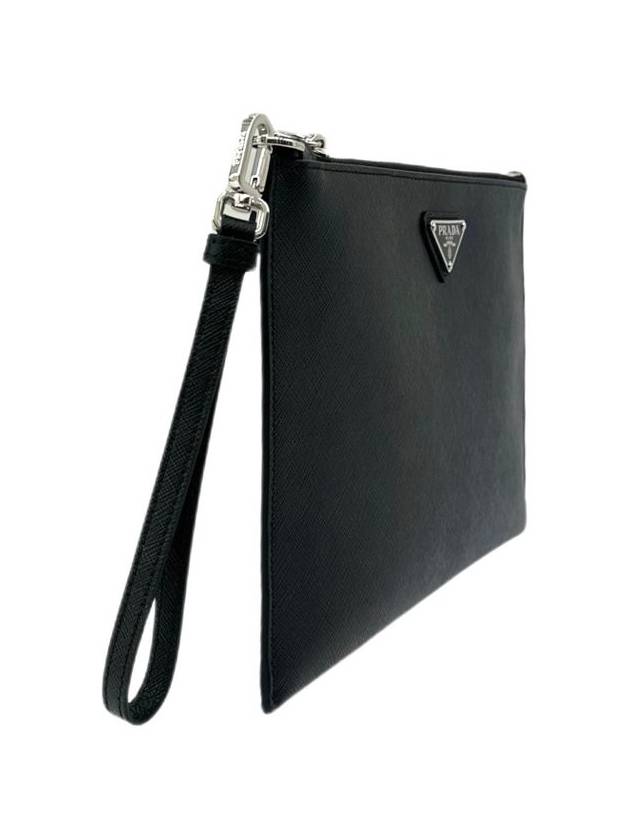 Saffiano Leather Clutch Bag Black - PRADA - BALAAN 4