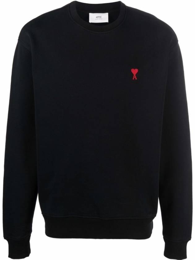 Small Heart Logo Sweatshirt Black - AMI - BALAAN 4