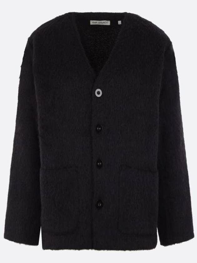 Mohair V-Neck Relaxed Fit Wool Cardigan Black - OUR LEGACY - BALAAN 2