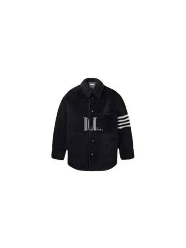 Men's 4 Bar Shearling Oversized Jacket Navy - THOM BROWNE - BALAAN 2