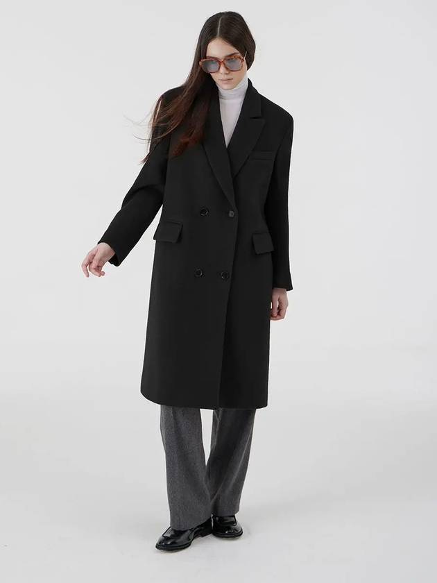 Menish Oversized Fit Box Wool Double Coat Black - VOYONN - BALAAN 2